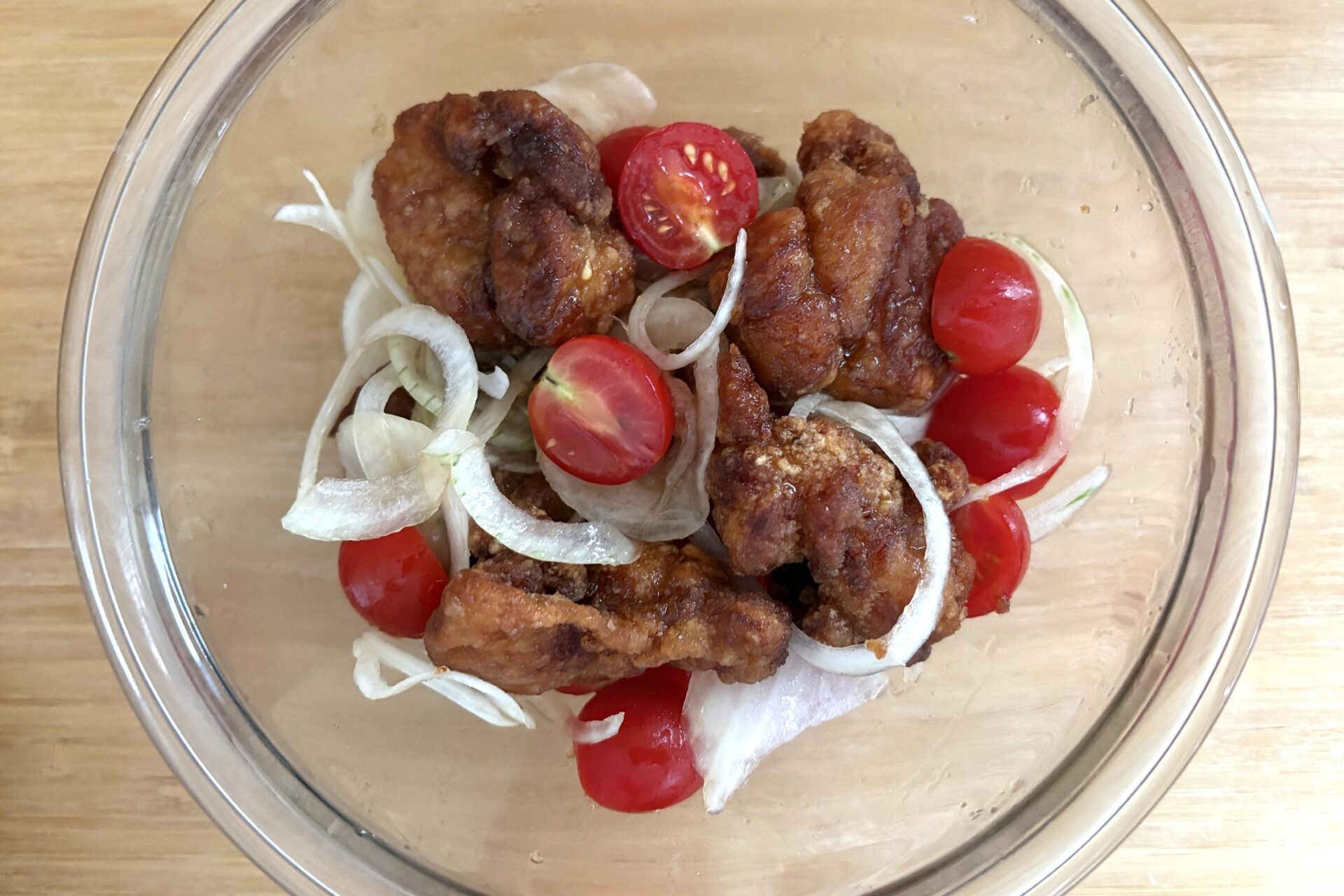 からあげと玉ねぎとあえたもの